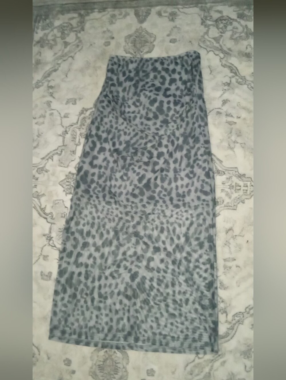 Gray Leopard Print Midi Skirt - Stylish Women's Skirt